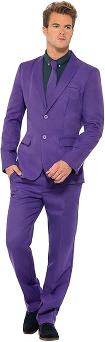 Smiffys Traje Morado, con Chaqueta, Pantalones y Corbata, Trajes destacados, Disfraces de Comedia